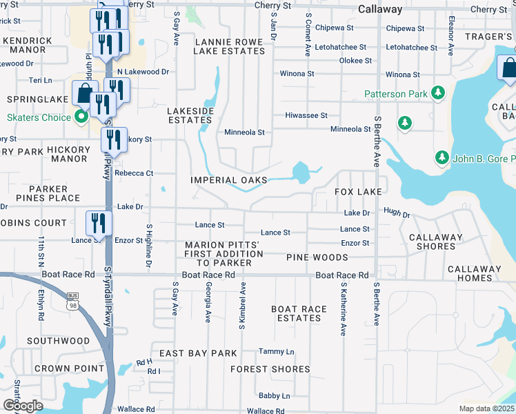 map of restaurants, bars, coffee shops, grocery stores, and more near 6217 Heather Marie Lane in Panama City