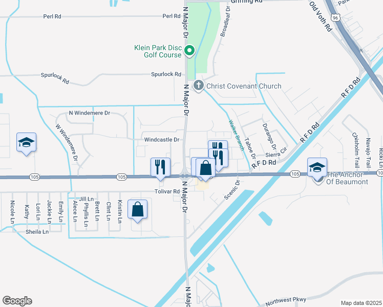 map of restaurants, bars, coffee shops, grocery stores, and more near 7396 Pindo Circle in Beaumont
