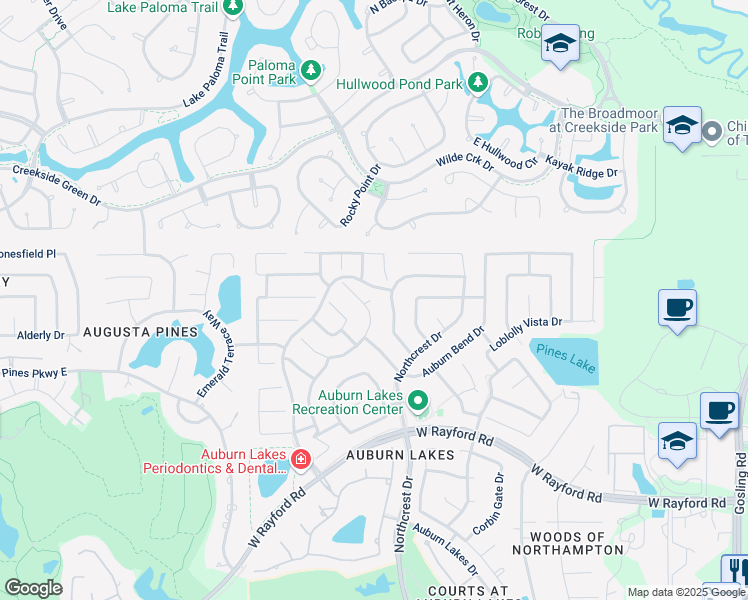 map of restaurants, bars, coffee shops, grocery stores, and more near 25302 East Titan Springs Drive in Spring