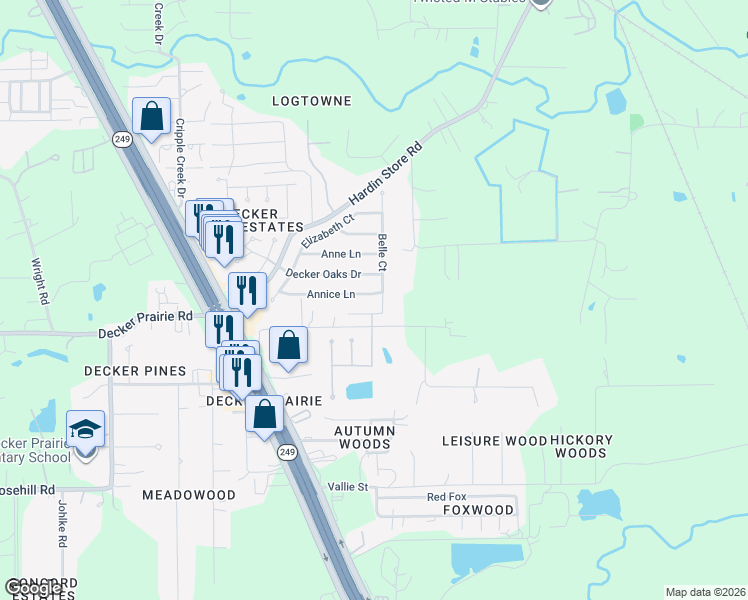map of restaurants, bars, coffee shops, grocery stores, and more near 32007 Annice Lane in Pinehurst
