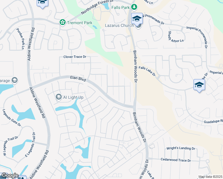 map of restaurants, bars, coffee shops, grocery stores, and more near 30631 Gardenia Trace Drive in Spring