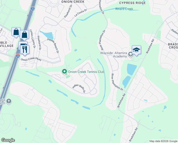 map of restaurants, bars, coffee shops, grocery stores, and more near 11251 Pinehurst Drive in Austin