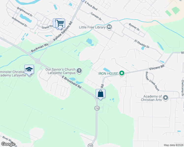 map of restaurants, bars, coffee shops, grocery stores, and more near 119 Gumbo Road in Lafayette
