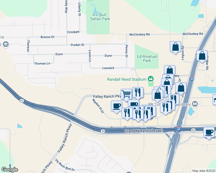 map of restaurants, bars, coffee shops, grocery stores, and more near 22296 Market Place Drive in New Caney