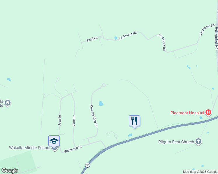 map of restaurants, bars, coffee shops, grocery stores, and more near 215 Country Club Drive in Crawfordville
