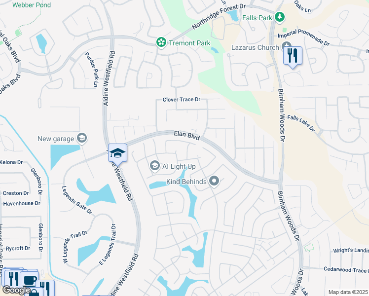 map of restaurants, bars, coffee shops, grocery stores, and more near 30611 Pinemill Hollow Drive in Spring