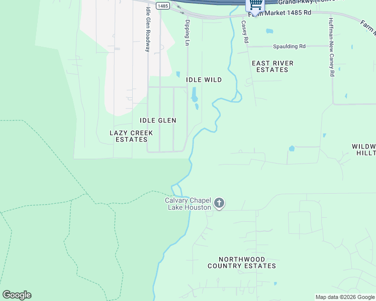 map of restaurants, bars, coffee shops, grocery stores, and more near 23328 East San Jacinto Court in New Caney