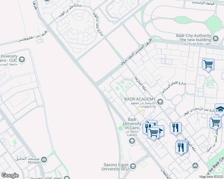 map of restaurants, bars, coffee shops, grocery stores, and more near in Badr City