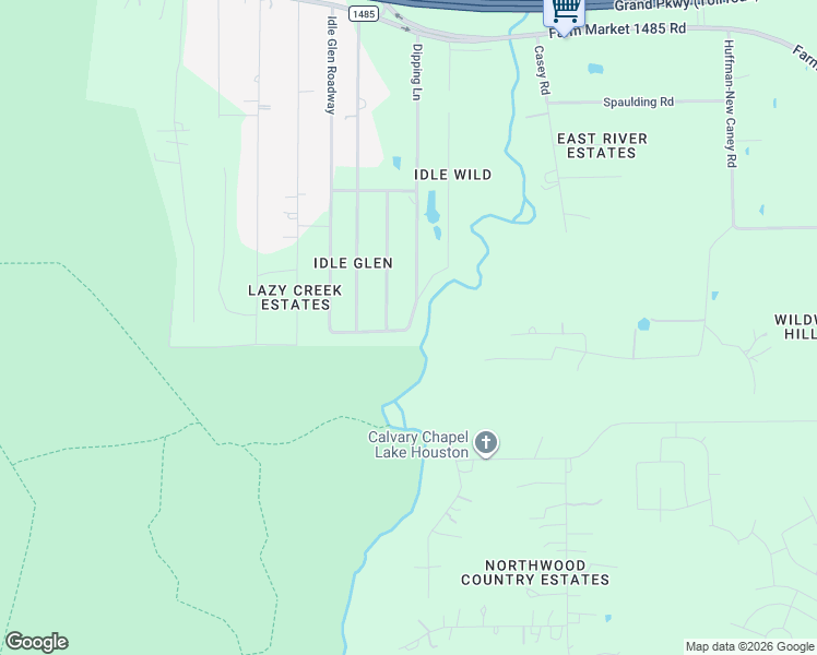 map of restaurants, bars, coffee shops, grocery stores, and more near 23328 East San Jacinto Court in New Caney