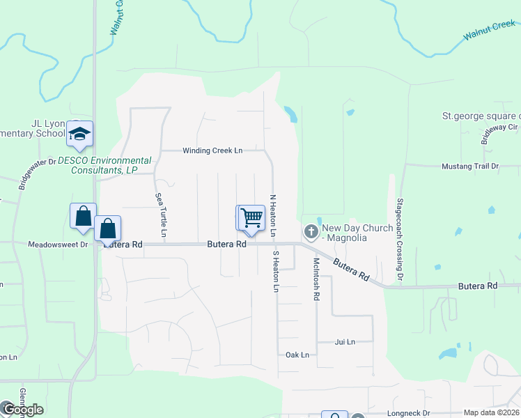 map of restaurants, bars, coffee shops, grocery stores, and more near 26615 North Heaton Lane in Magnolia