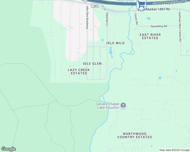 map of restaurants, bars, coffee shops, grocery stores, and more near 416 Idlewild Rowy in New Caney