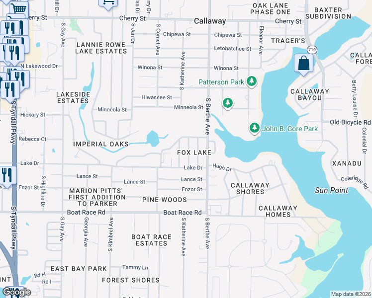 map of restaurants, bars, coffee shops, grocery stores, and more near 715 Michael Drive in Panama City