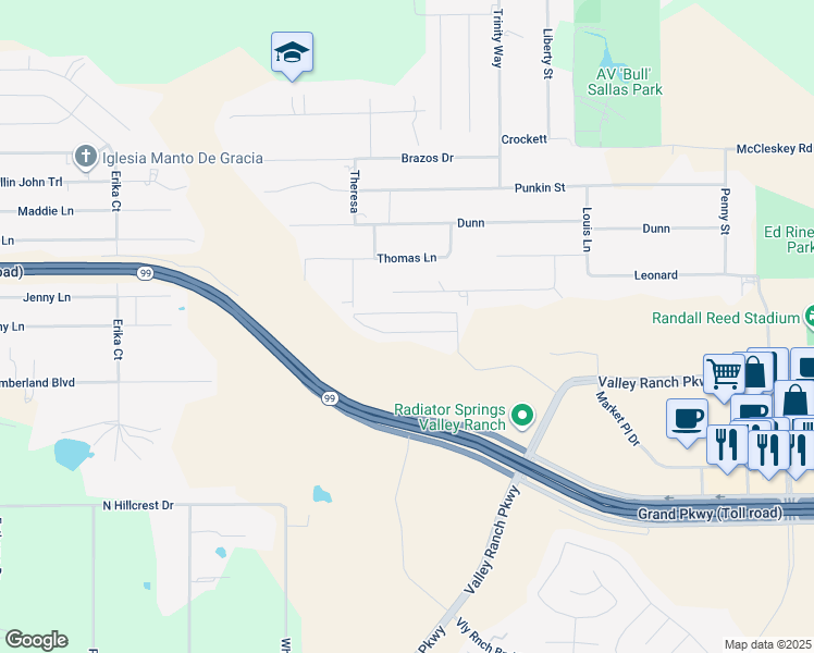 map of restaurants, bars, coffee shops, grocery stores, and more near 20290 Park Lake View Drive in New Caney