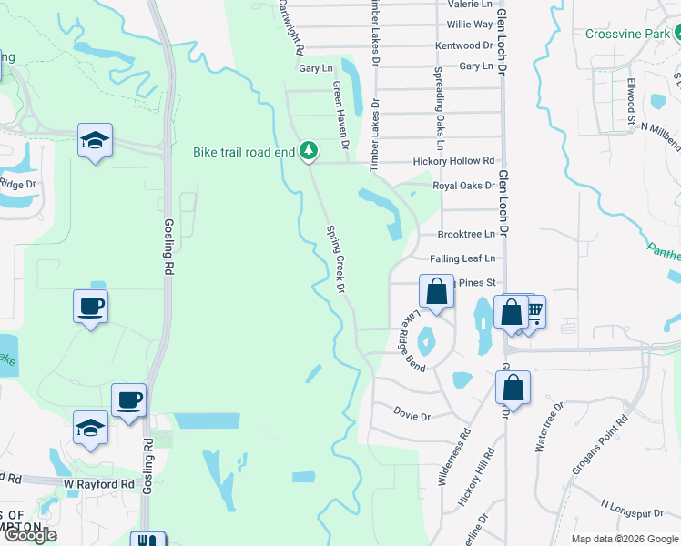 map of restaurants, bars, coffee shops, grocery stores, and more near 25338 Spring Creek Drive in Spring