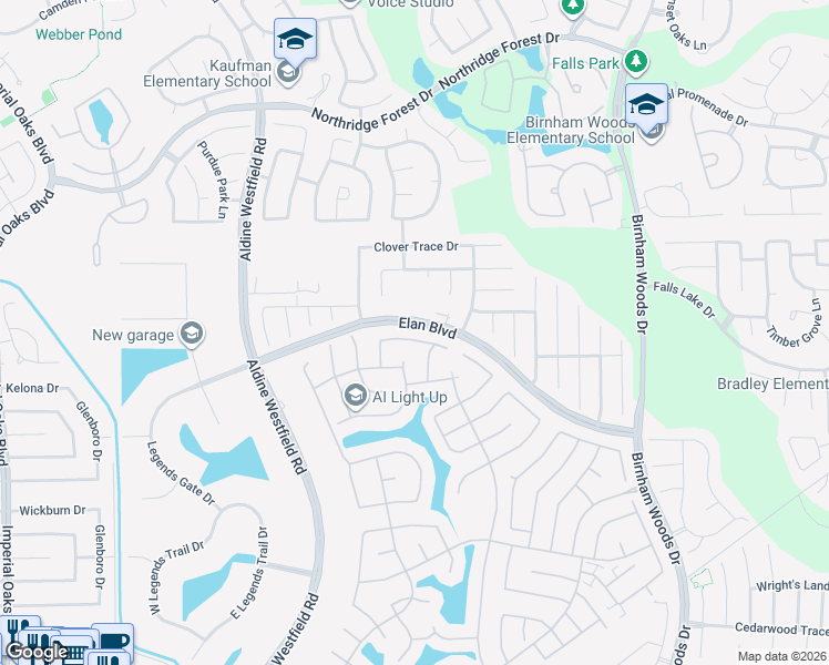 map of restaurants, bars, coffee shops, grocery stores, and more near 3203 Burton Ridge Drive in Spring