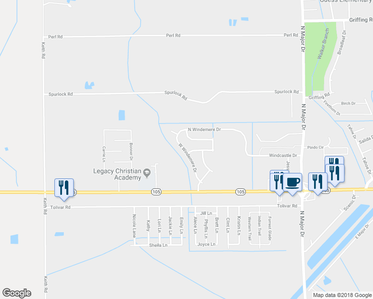 map of restaurants, bars, coffee shops, grocery stores, and more near 7970 Windcastle Drive in Beaumont