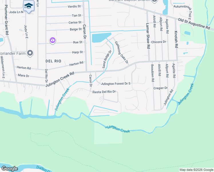 map of restaurants, bars, coffee shops, grocery stores, and more near 5161 Julington Forest Drive South in Jacksonville