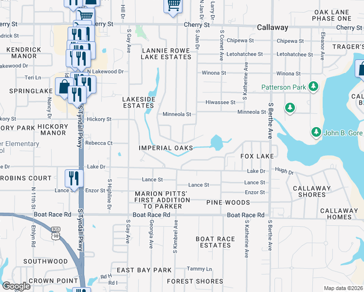 map of restaurants, bars, coffee shops, grocery stores, and more near 6205 Imperial Drive in Panama City