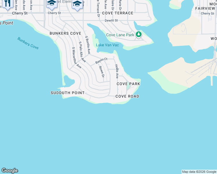 map of restaurants, bars, coffee shops, grocery stores, and more near 456 South Mac Arthur Avenue in Panama City