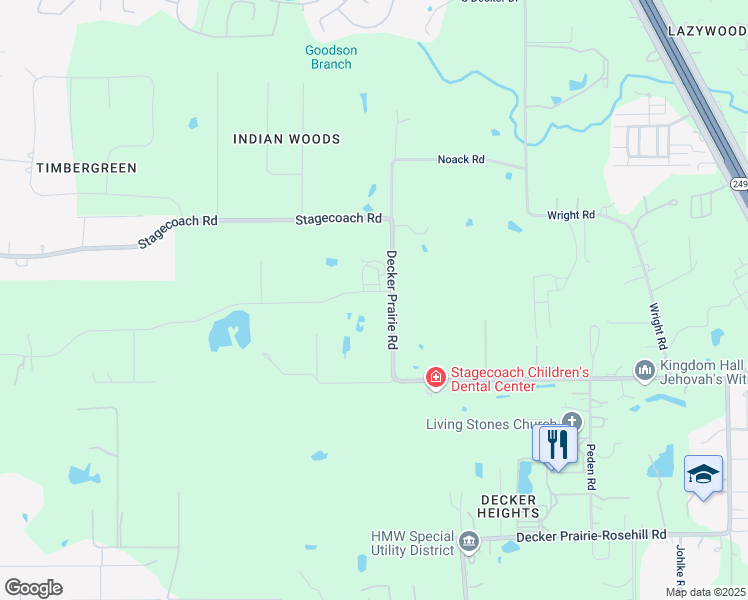 map of restaurants, bars, coffee shops, grocery stores, and more near 13403 Decker Drive in Magnolia
