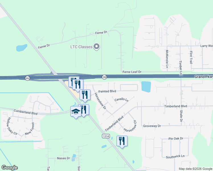 map of restaurants, bars, coffee shops, grocery stores, and more near 21612 Hackamore Court in Porter