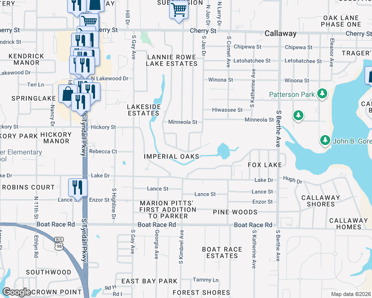 map of restaurants, bars, coffee shops, grocery stores, and more near 6205 Imperial Drive in Panama City
