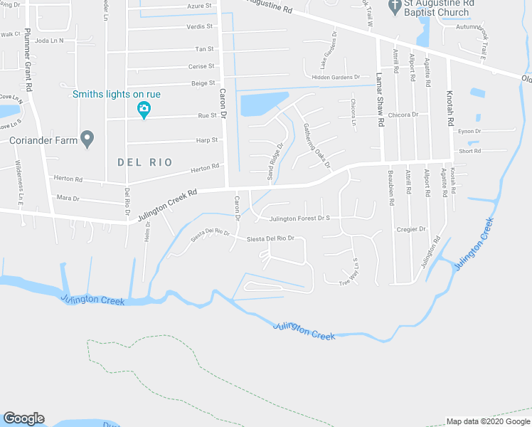 map of restaurants, bars, coffee shops, grocery stores, and more near 5161 Julington Forest Drive South in Jacksonville