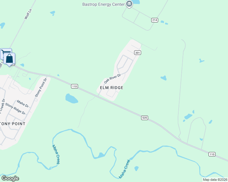 map of restaurants, bars, coffee shops, grocery stores, and more near 105 South Mockingbird Circle in Cedar Creek