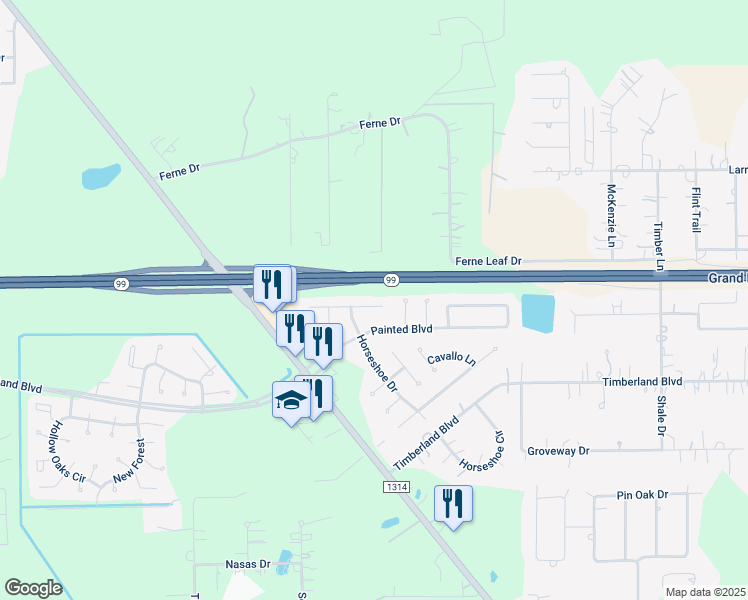 map of restaurants, bars, coffee shops, grocery stores, and more near 19073 Hammer Lane in Porter