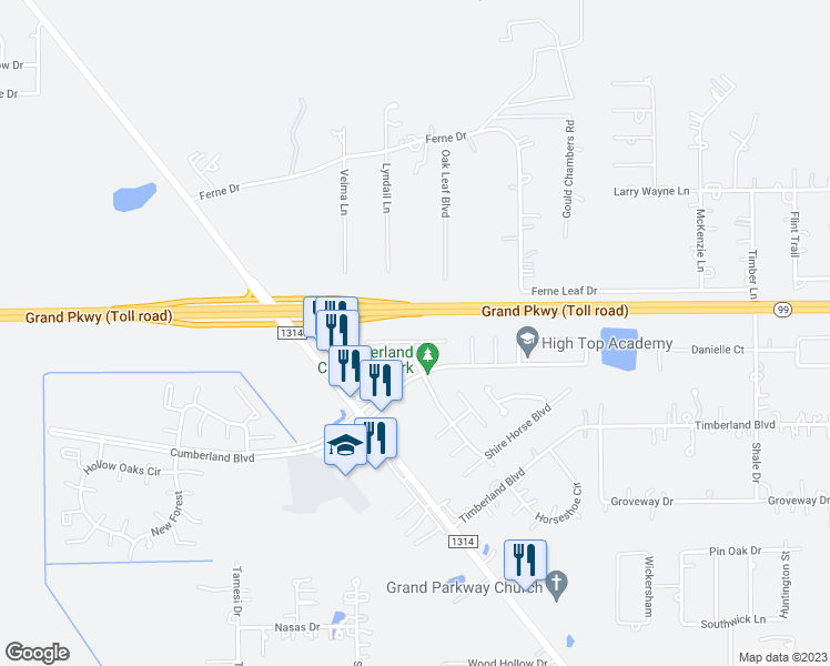map of restaurants, bars, coffee shops, grocery stores, and more near 19053 Hammer Lane in Porter
