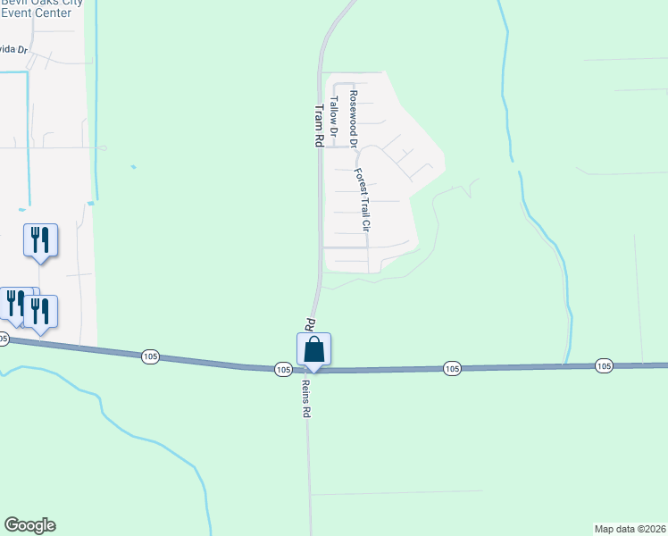 map of restaurants, bars, coffee shops, grocery stores, and more near 13075 Westchester Lane in Beaumont