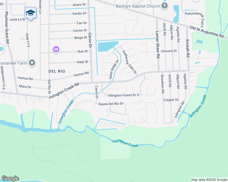 map of restaurants, bars, coffee shops, grocery stores, and more near 5161 Julington Forest Drive South in Jacksonville