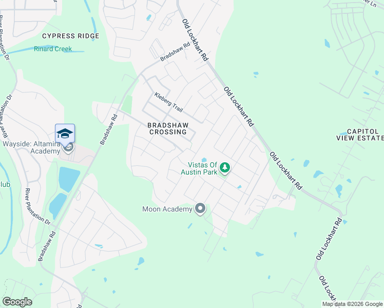 map of restaurants, bars, coffee shops, grocery stores, and more near 10521 Crescendo Lane in Austin