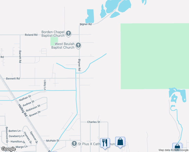 map of restaurants, bars, coffee shops, grocery stores, and more near 3120 Bennett Road in Beaumont