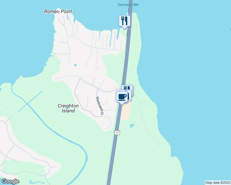 map of restaurants, bars, coffee shops, grocery stores, and more near 1318 Portside Drive in Fleming Island