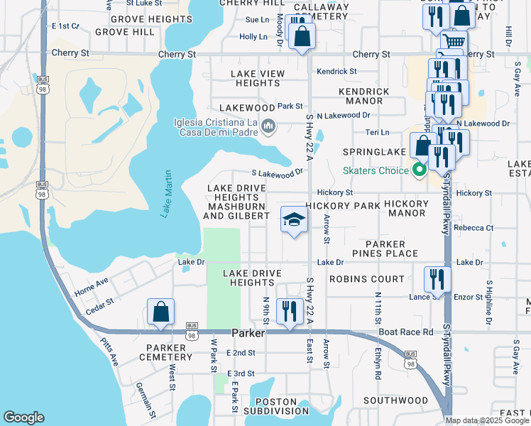 map of restaurants, bars, coffee shops, grocery stores, and more near 4901 Hensey Ave in Panama City