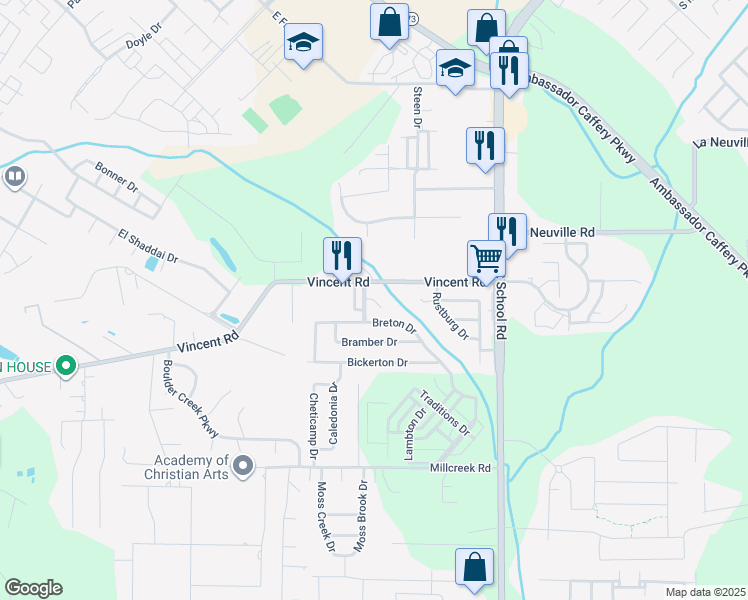 map of restaurants, bars, coffee shops, grocery stores, and more near in Lafayette