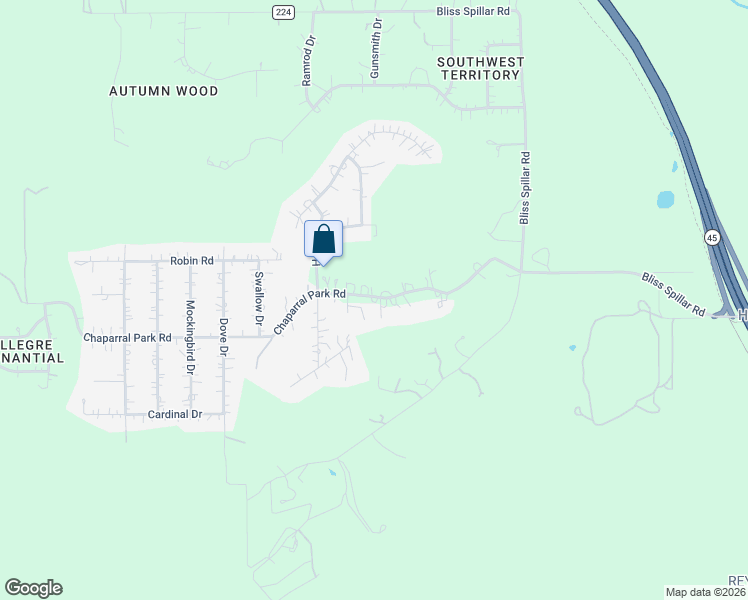 map of restaurants, bars, coffee shops, grocery stores, and more near 2106 Chaparral Park Road in Manchaca