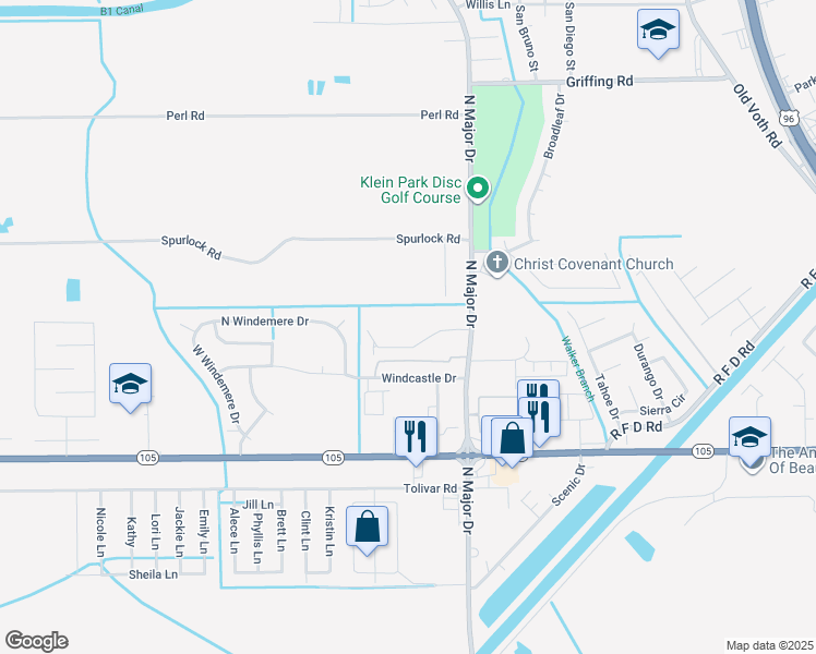 map of restaurants, bars, coffee shops, grocery stores, and more near 6195 North Major Drive in Beaumont