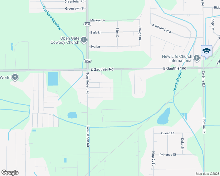 map of restaurants, bars, coffee shops, grocery stores, and more near 6859 Tom Hebert Road in Lake Charles