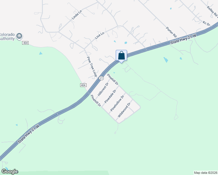map of restaurants, bars, coffee shops, grocery stores, and more near 134 Hillcrest Drive in Bastrop