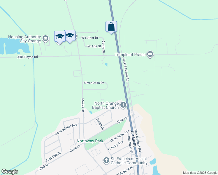 map of restaurants, bars, coffee shops, grocery stores, and more near 5104 Twin Oaks Street in Orange