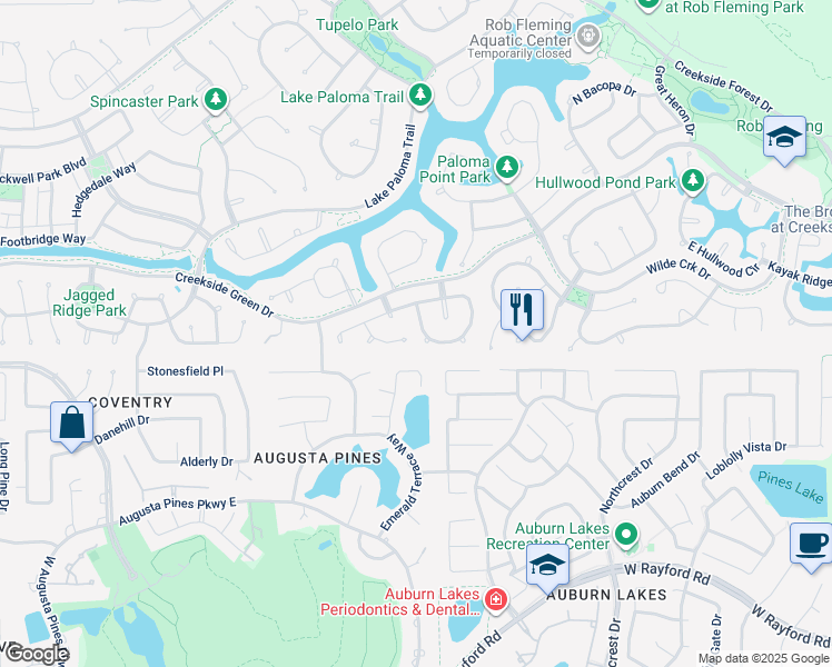 map of restaurants, bars, coffee shops, grocery stores, and more near 18 West Lasting Spring Circle in Spring