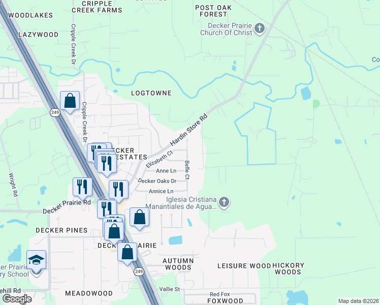 map of restaurants, bars, coffee shops, grocery stores, and more near 11839 Belle Court in Pinehurst