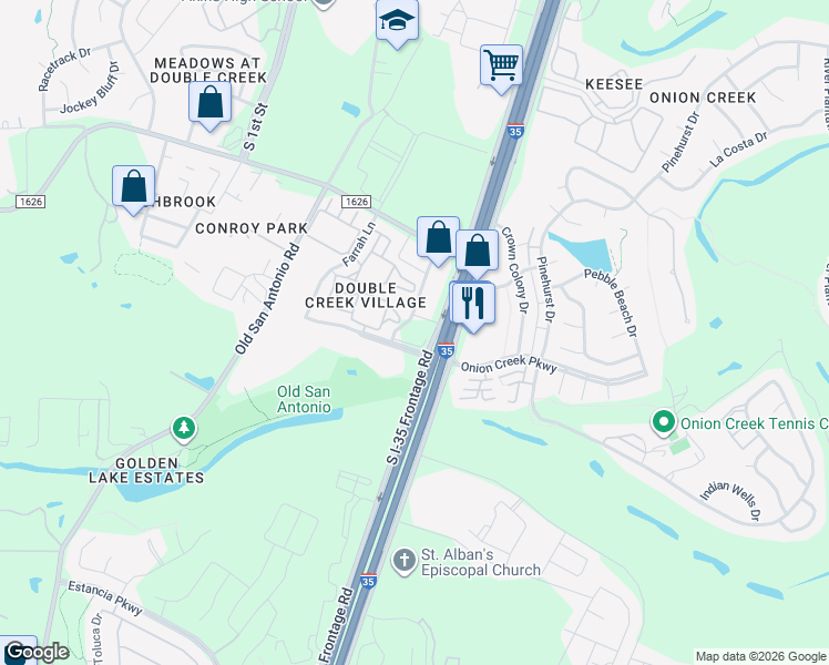 map of restaurants, bars, coffee shops, grocery stores, and more near 11210 South Interstate 35 Frontage Road in Manchaca