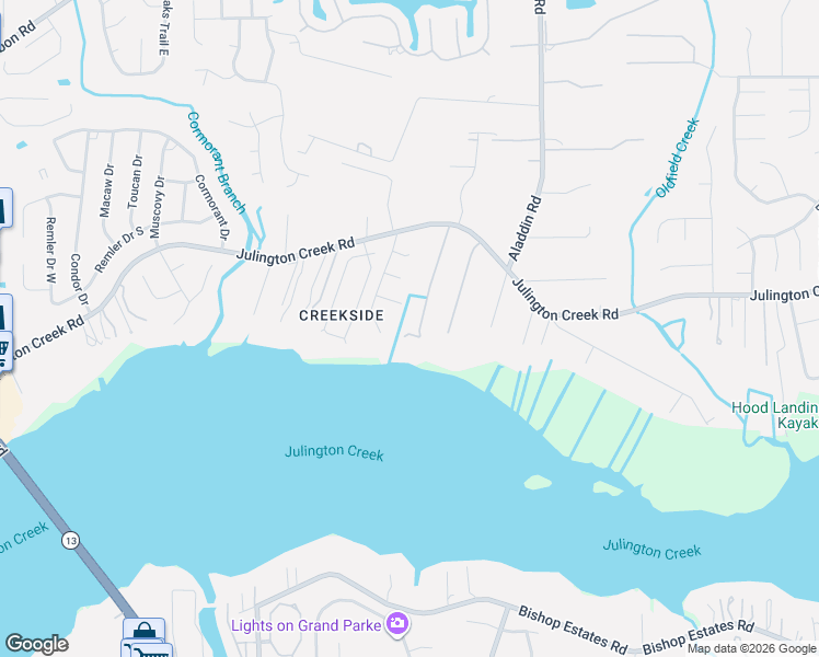 map of restaurants, bars, coffee shops, grocery stores, and more near 12834 Micanopy Lane in Jacksonville