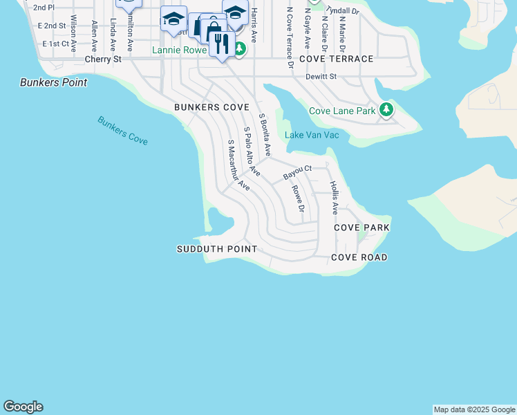 map of restaurants, bars, coffee shops, grocery stores, and more near 421 South Macarthur Avenue in Panama City