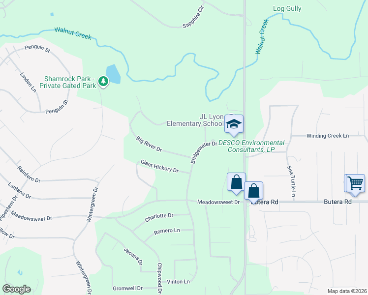map of restaurants, bars, coffee shops, grocery stores, and more near 21810 Big River Drive in Magnolia