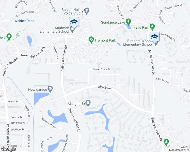 map of restaurants, bars, coffee shops, grocery stores, and more near 3006 Rose Trace Drive in Spring