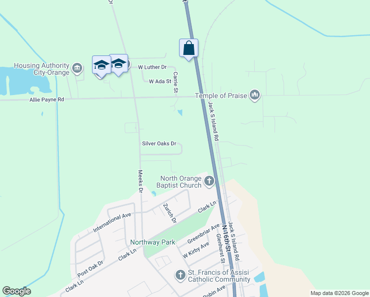 map of restaurants, bars, coffee shops, grocery stores, and more near 5104 Twin Oaks Street in Orange